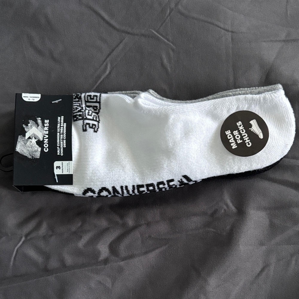 Converse Men's Black and White Casual Socks